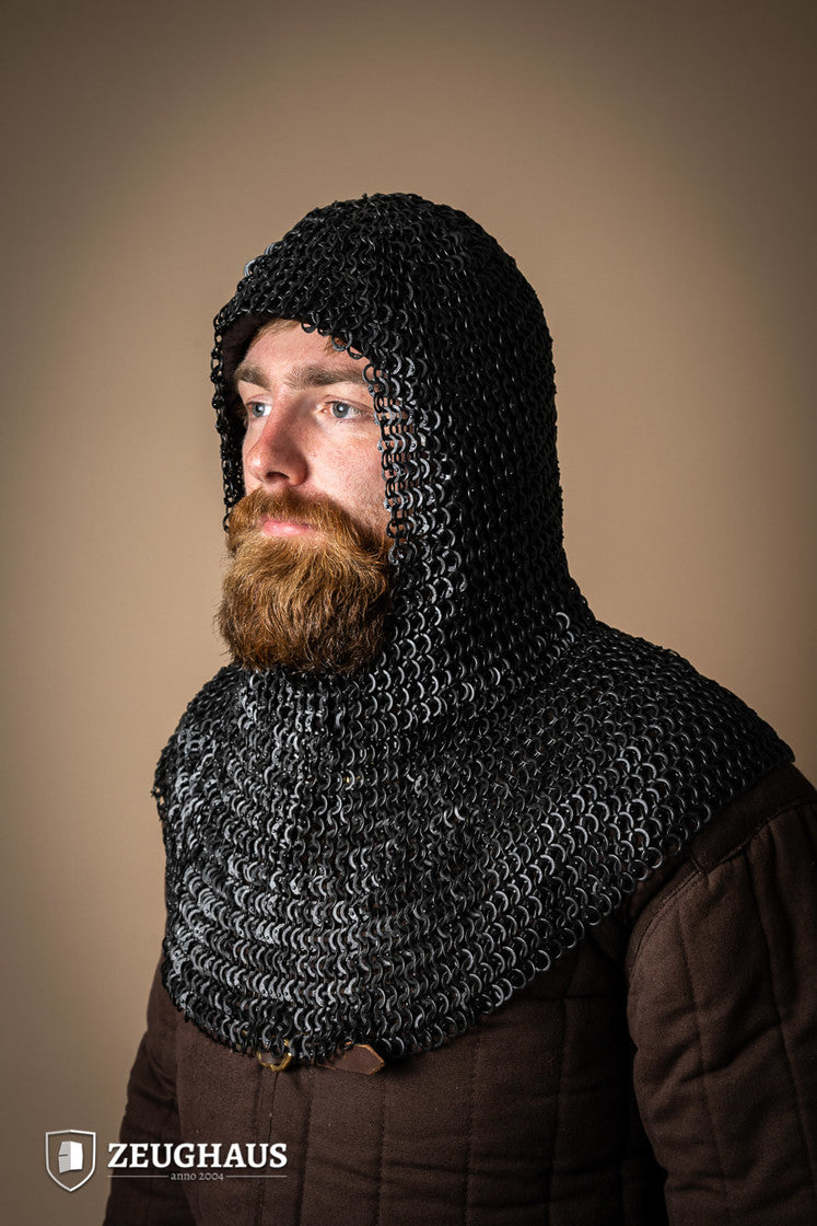 Chainmail Hood Flatring Riveted 9mm Burnished