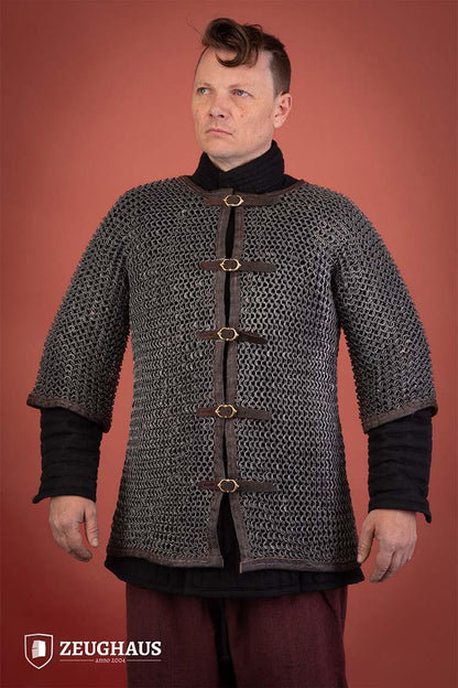 Chainmail Haubergeon With Front Buckles Roundring Riveted 10mm Aluminium