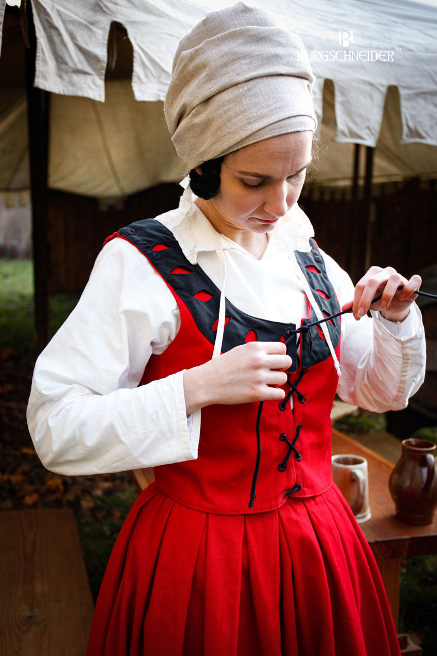 Landsknecht Mieder Flora Rot/Schwarz 