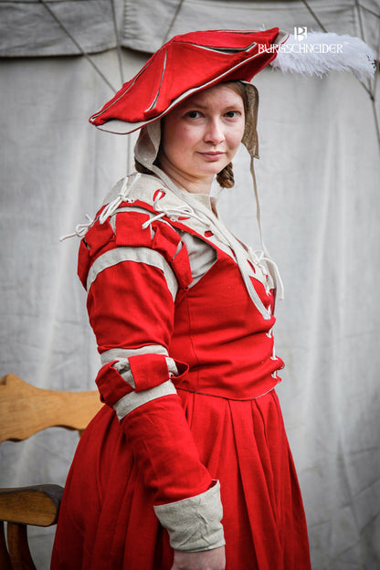 Landsknecht Ärmel Streifen Flora Rot/Natur 