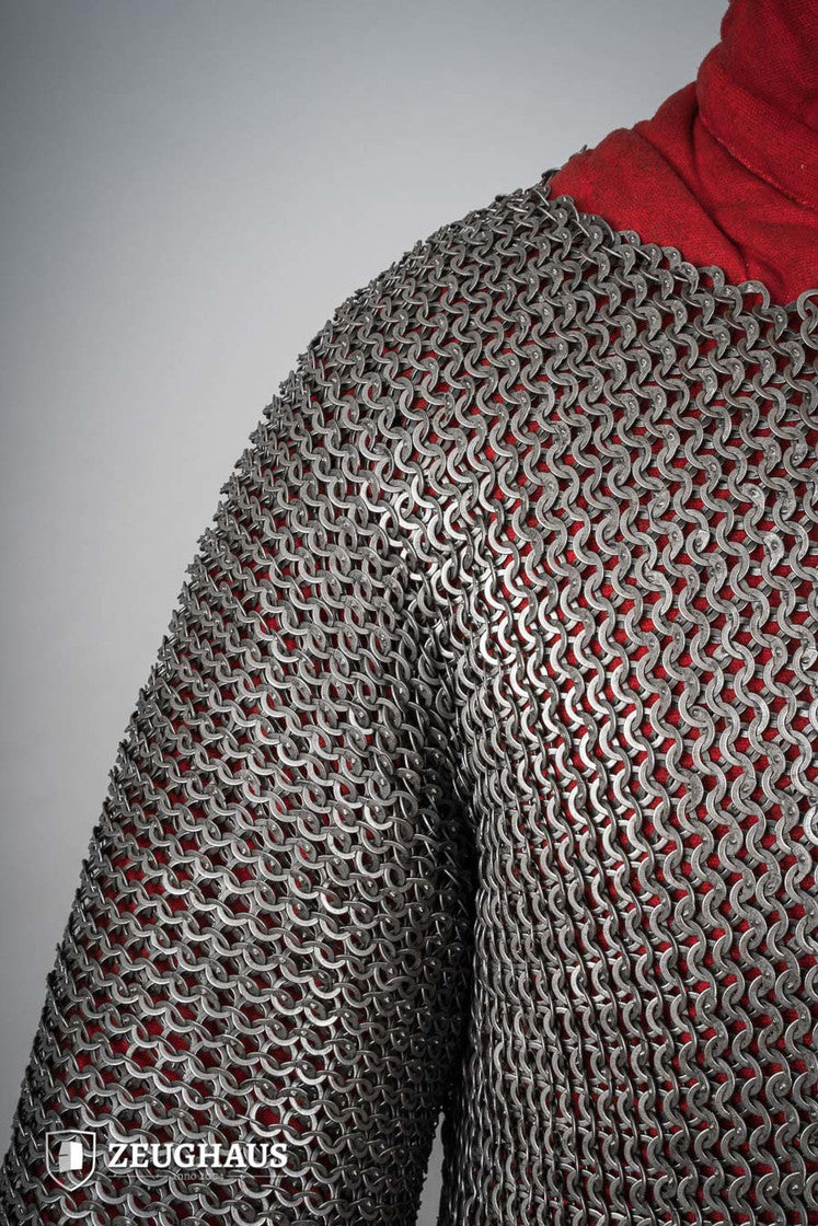 Chainmail Haubergeon Flatring Wedge Riveted 9mm Steel Oiled