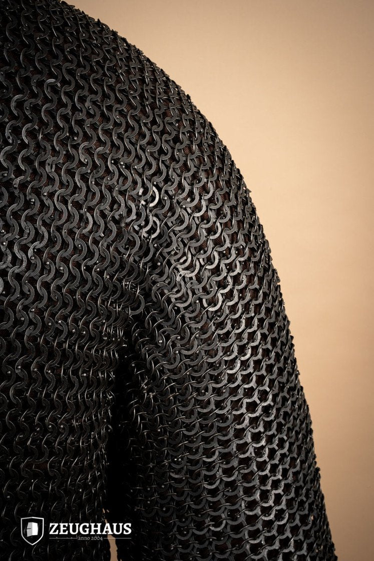 Chainmail Hauberk Flatring Riveted 9mm Burnished