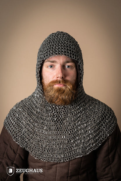 Chainmail Hood Roundring Riveted 10mm Steel Oiled