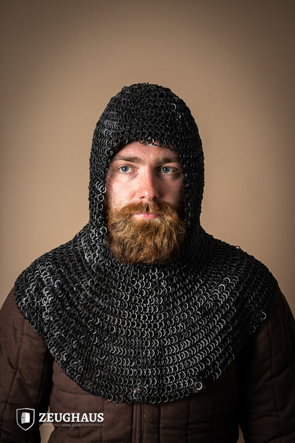 Chainmail Hood Flatring Riveted 9mm Burnished