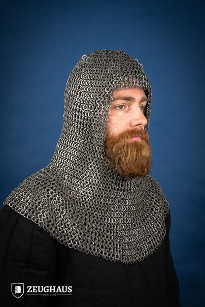 Chainmail Hood Flatring Riveted 9mm Steel Oiled